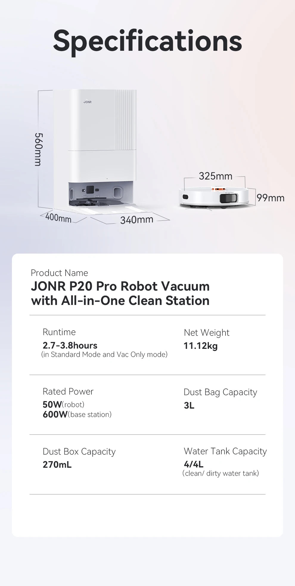 JONR Robot Vacuum P20 Pro