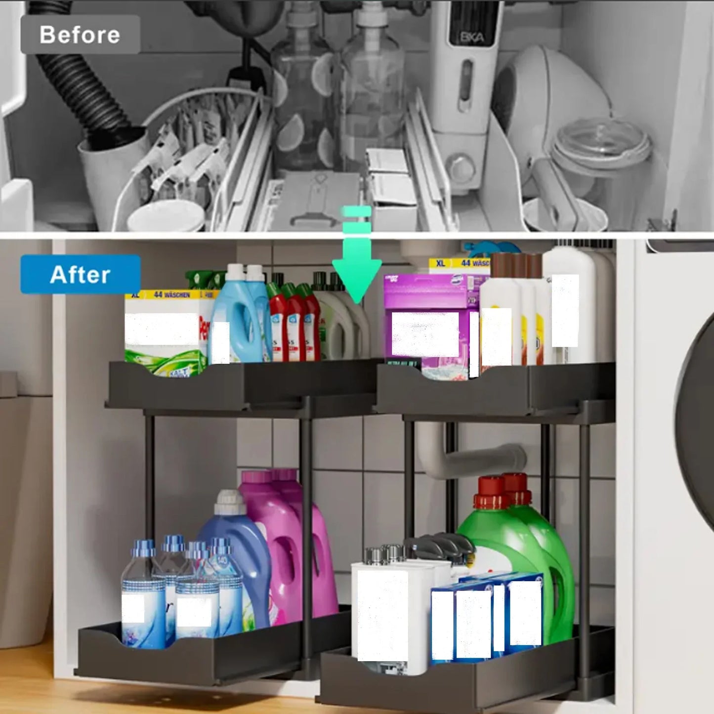 Dubbellaags Uittrekbaar Keukenopbergrek